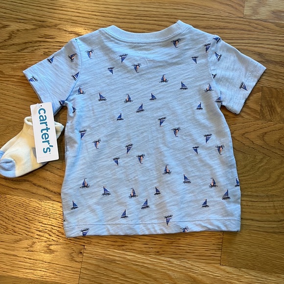 Carters blue boat shirt & matching socks - Picture 2 of 3
